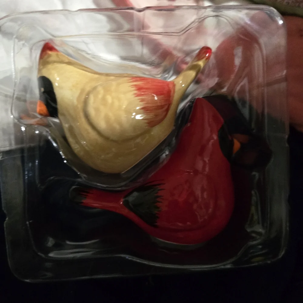 Ceramic Bird Figurines - Red and Yellow Salt And Pepper Shakers